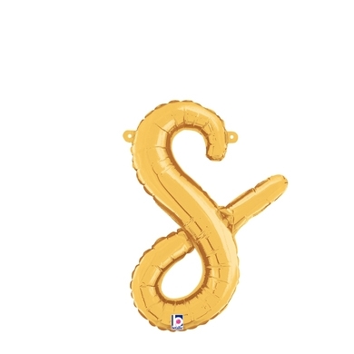 Script Letter S Gold - Self Sealing Air Fill balloon