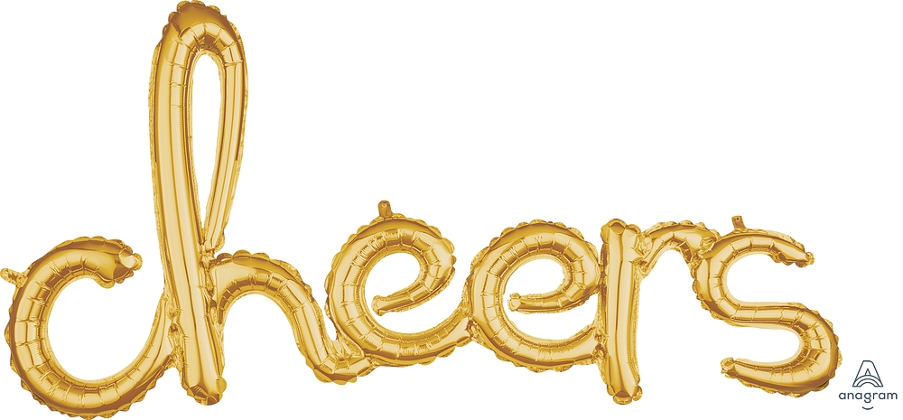 Script Phrase Cheers Gold air-fill Balloon