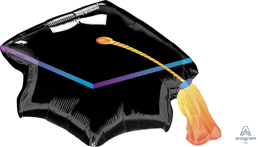 Shape Black Graduation Cap Unpacked XL Jumbo balloon