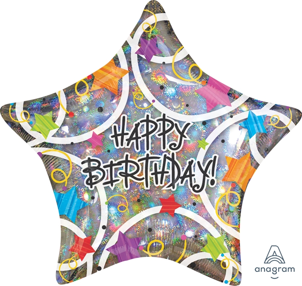 Shape - Holographic Birthday Stars balloon