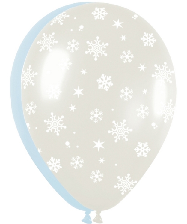 SEM (50)  Snowflakes - Pearl Blue & Clear  balloons