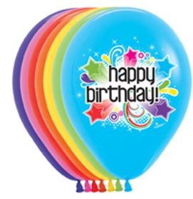 BET (50) Starburst Happy Birthday 11" 7-Color Single-Sided balloons