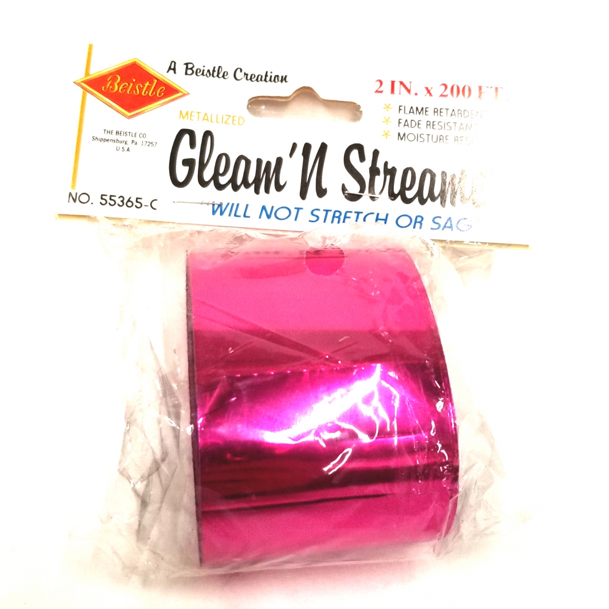 Streamer - Metallic - 2" x 200ft - Cerise Pink Fuschia