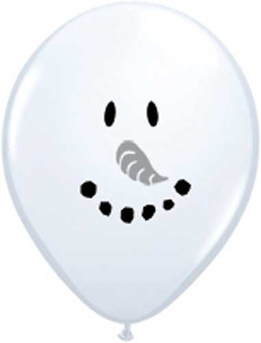 X -  (100) 5" Smile Face Snowman - Wht balloon