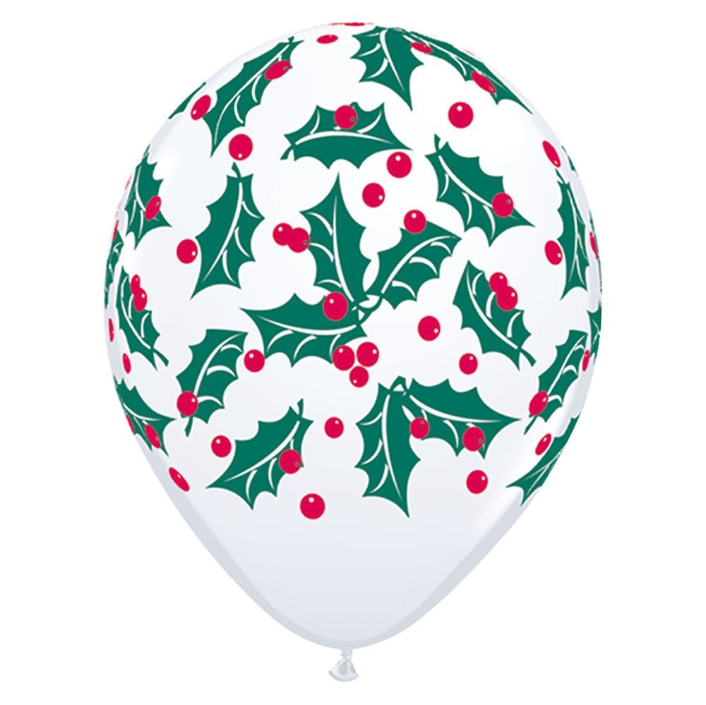 Q (50) 11" Holly & Berries balloon