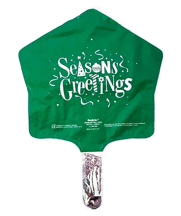 X - 9" Foil - Seasons Greetings Green - Air Fill Heat Seal Required balloon